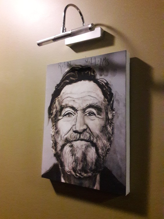 Helium 2018 1 31 Nikki Glasser show Robin Williams painting in hall_ 3x4